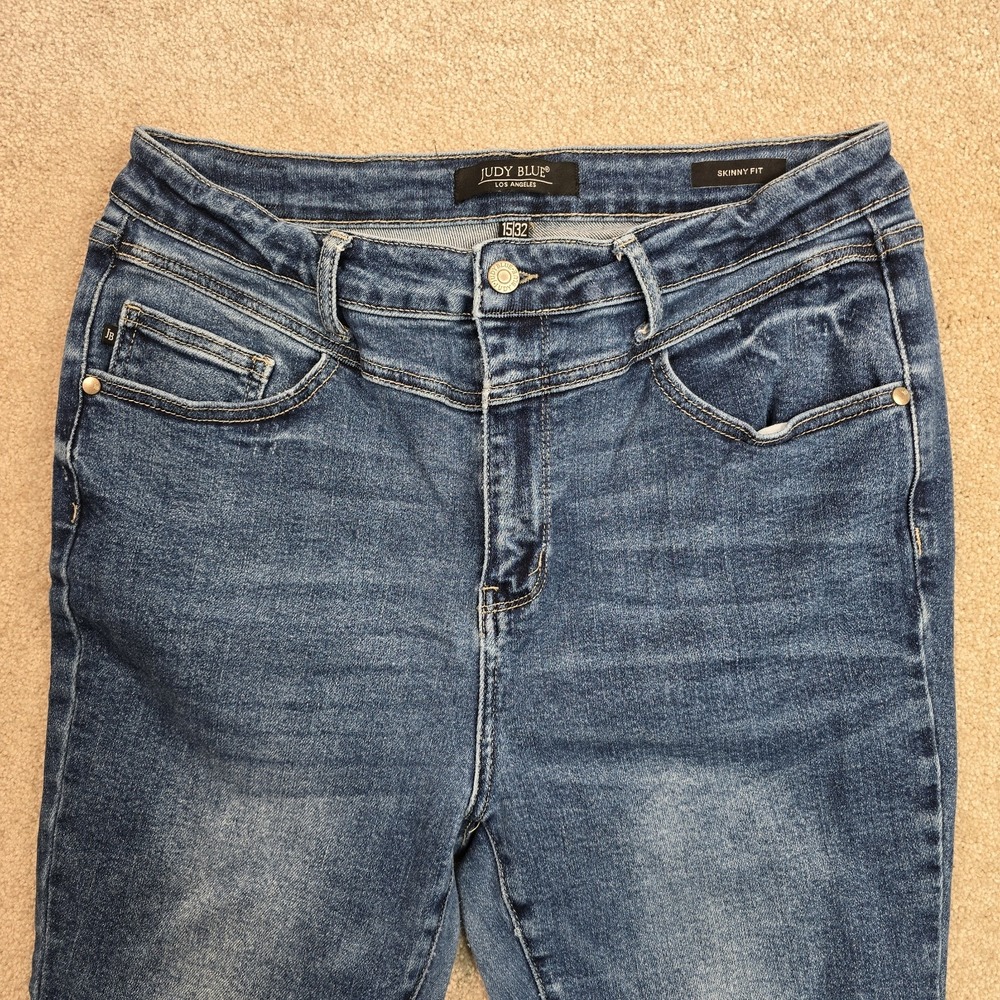Judy Blue Jeans Women 15/32 Blue Skinny Fit Stretch Denim Faded Mid Rise JB88364